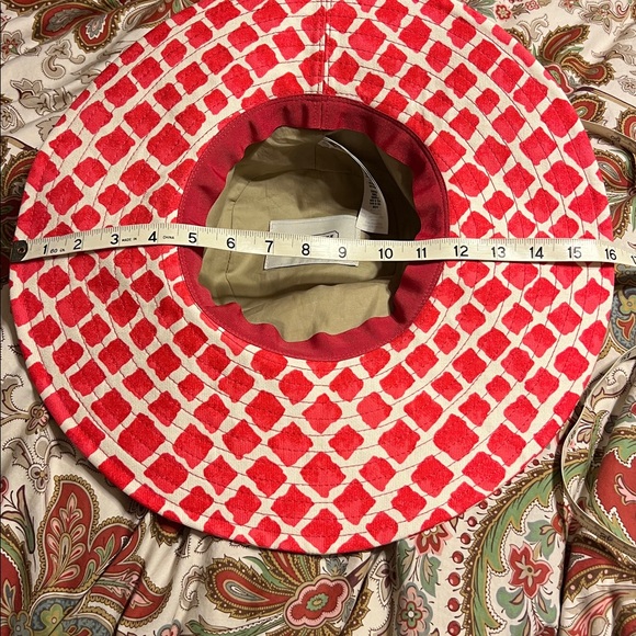 COACH Full Brim Beach Cotton Canvas Hat Sun Pink and Cream - Picture 8 of 8